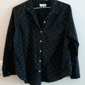 Comfy cotton black and white polka dot blouse